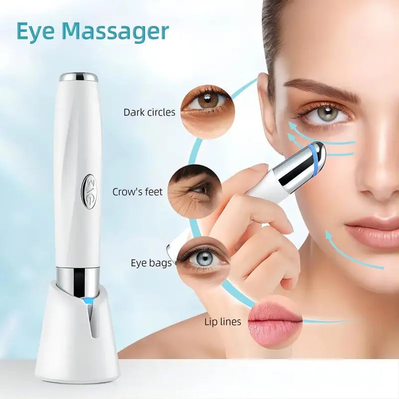 5 In 1 Eye Beauty Device Facial Massager Led Red Light Therapy Wand for Relax Eye Dark Circles Eye Bags Puffiness Skincare Tool
